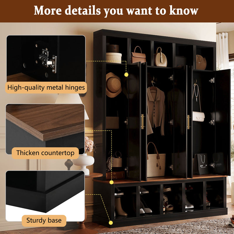Farmhouse Entryway Storage Cabinet with Coat Closet - Black, photo 9 of 10