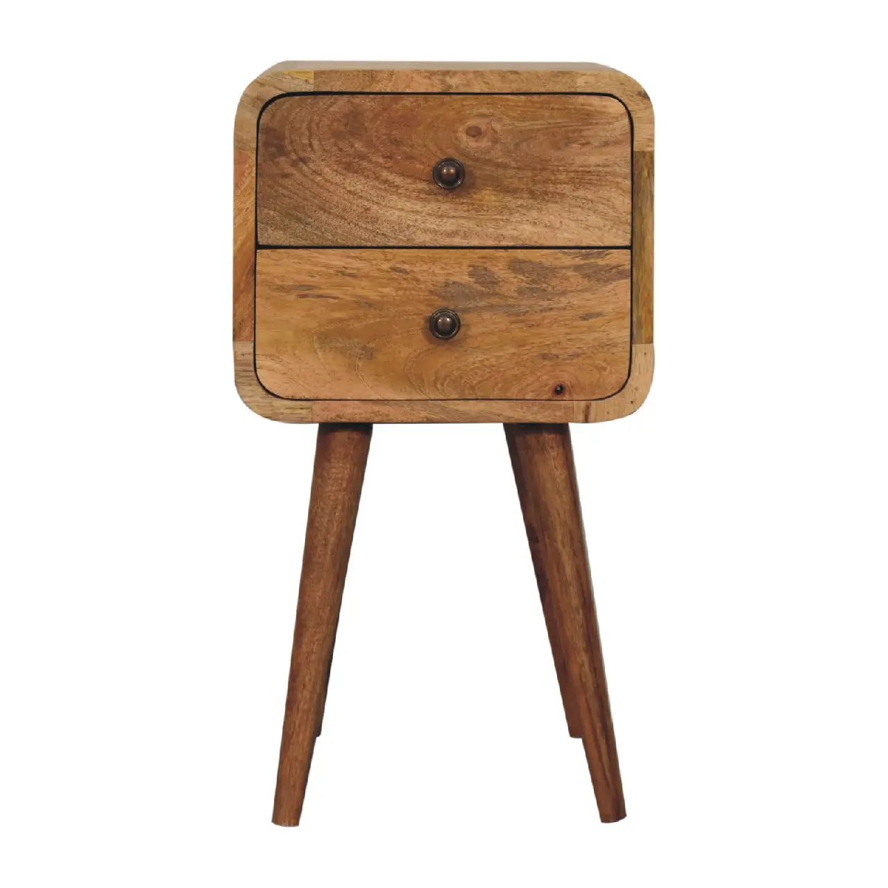 Solid Wood Mini Curved Nightstand, 2-Drawers, Oak-ish by HouseOfZazla