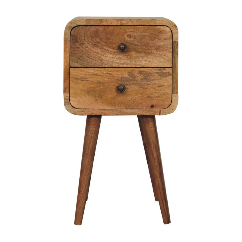 Solid Wood Mini Curved Nightstand, 2-Drawers, Oak-ish by HouseOfZazla