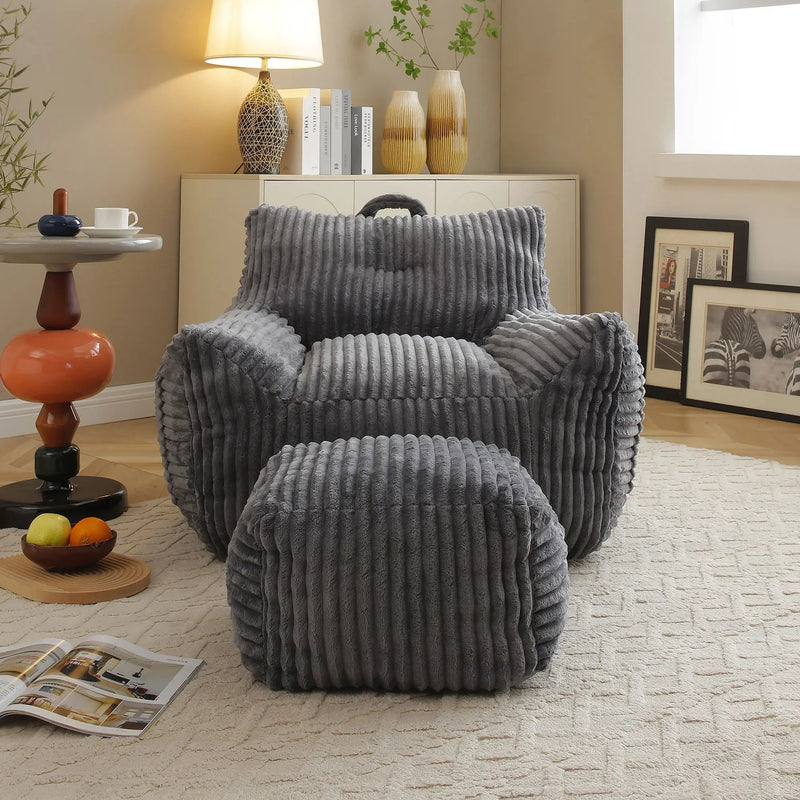 Giant Bean Bag Chair With Armrests And Footstool by Unique Piece Furniture