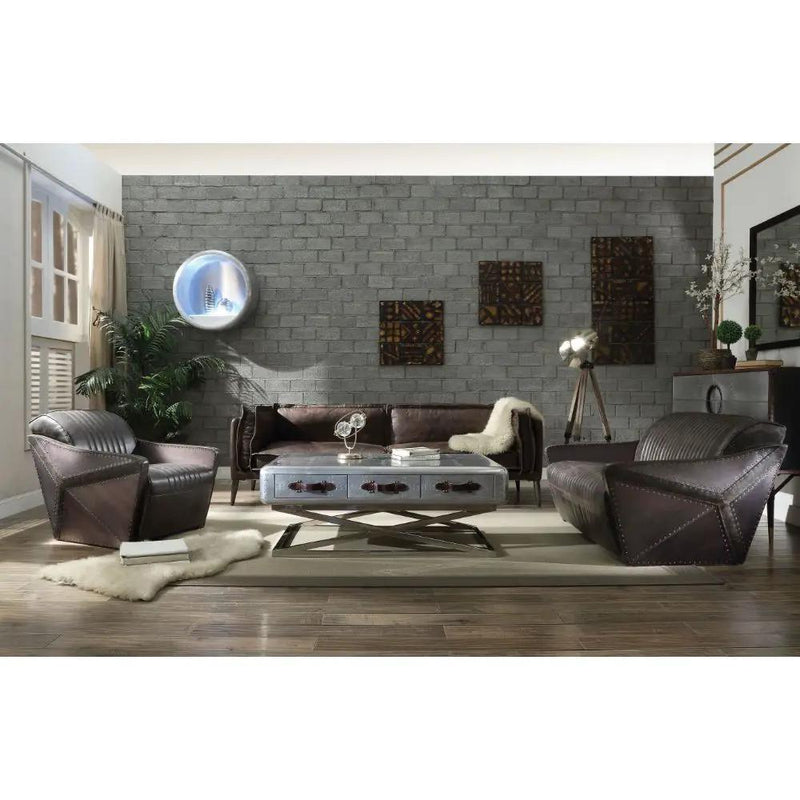 Porchester - Sofa - Distress Chocolate Top Grain Leather by Unique Piece Furniture