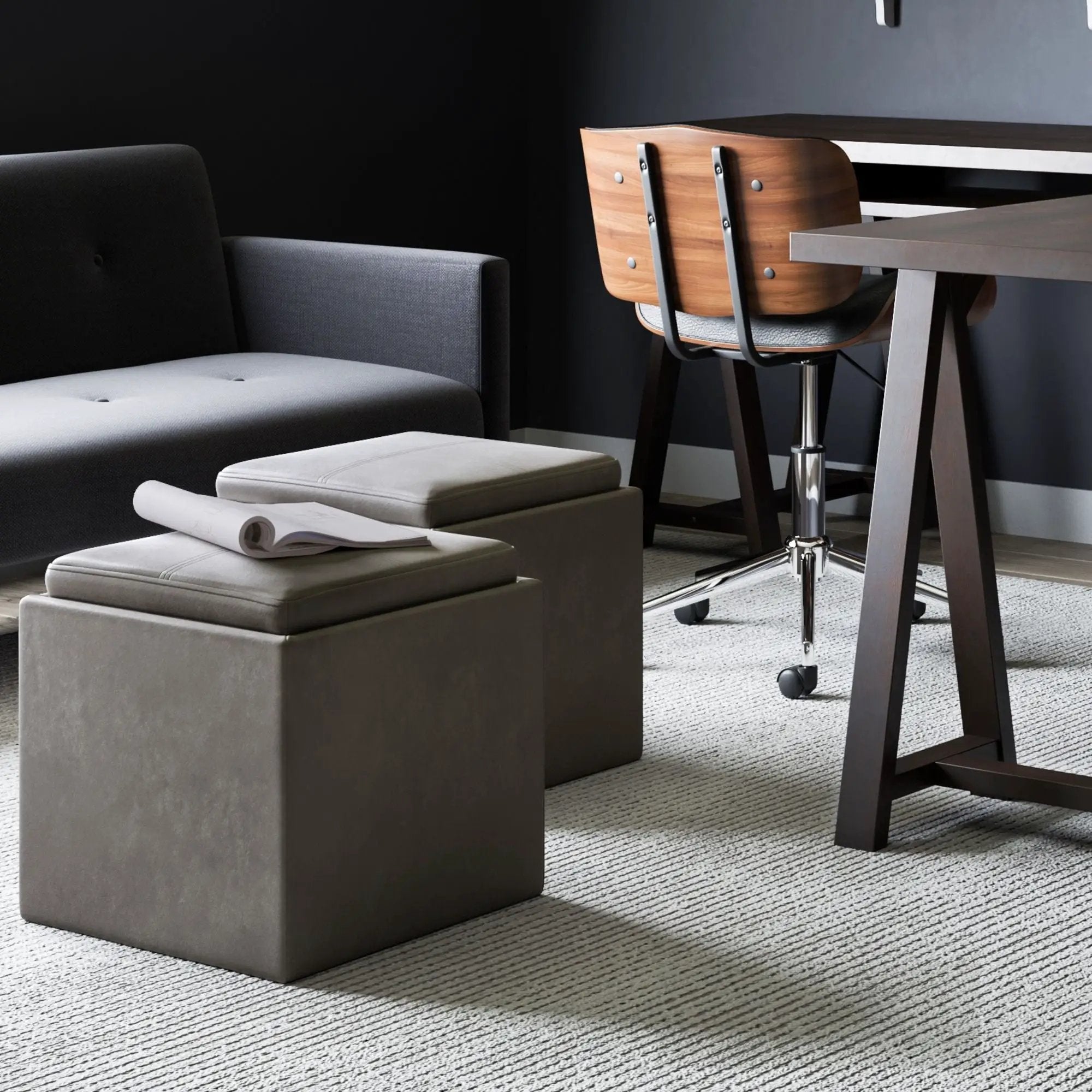 Rockwood - Upholstered Cube Storage Ottoman With Tray by Unique Piece Furniture
