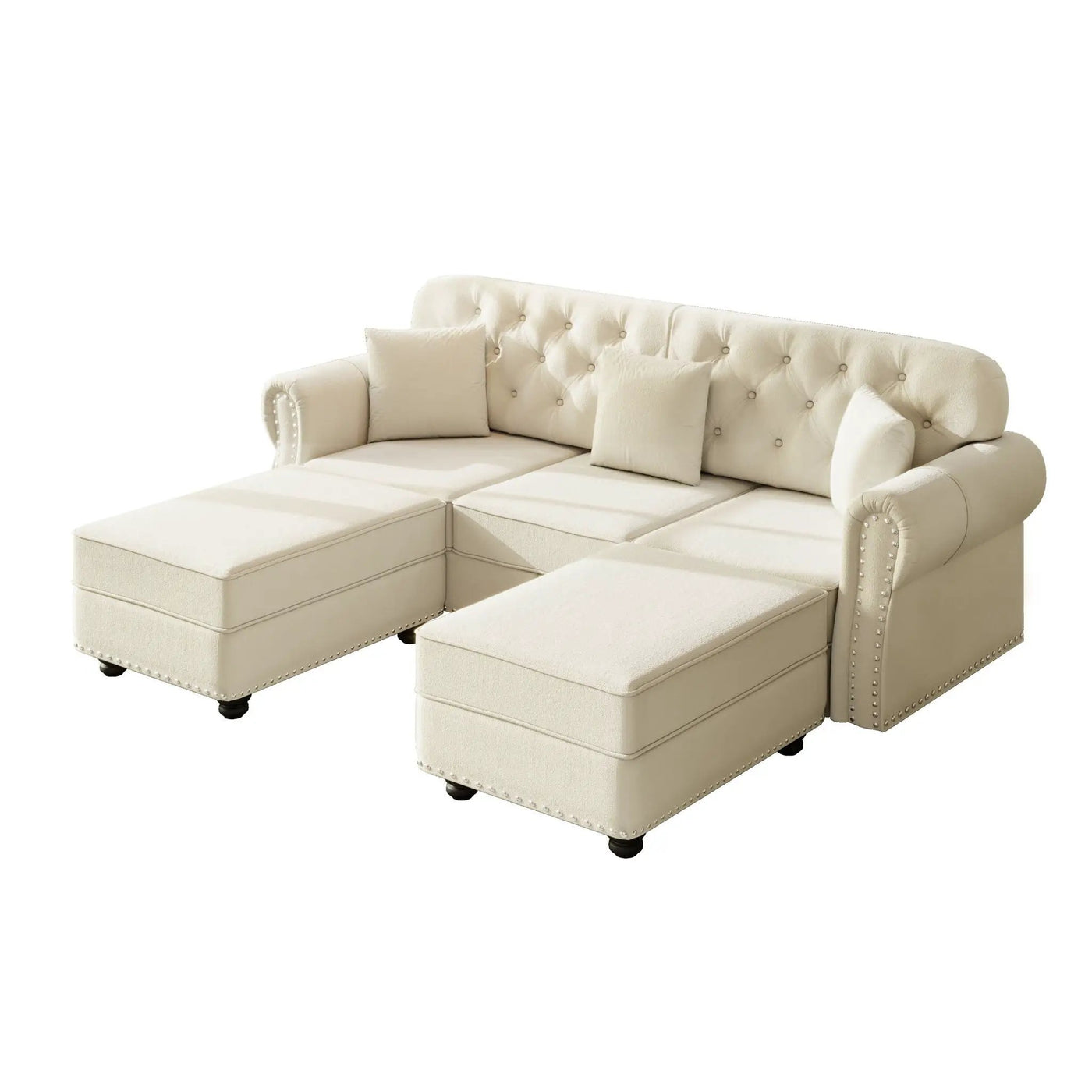 Upholstered Sofa Set With Nailhead Trim And Rolled Armrests, Includes Pillows by HouseOfZazla