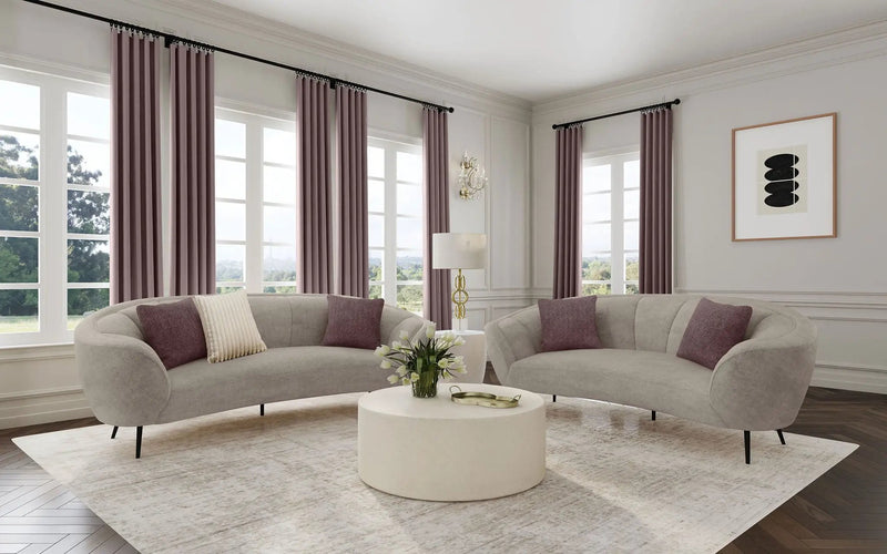 Ellorie 2-piece Upholstered Curved Sofa Set Beige by Unique Piece Furniture