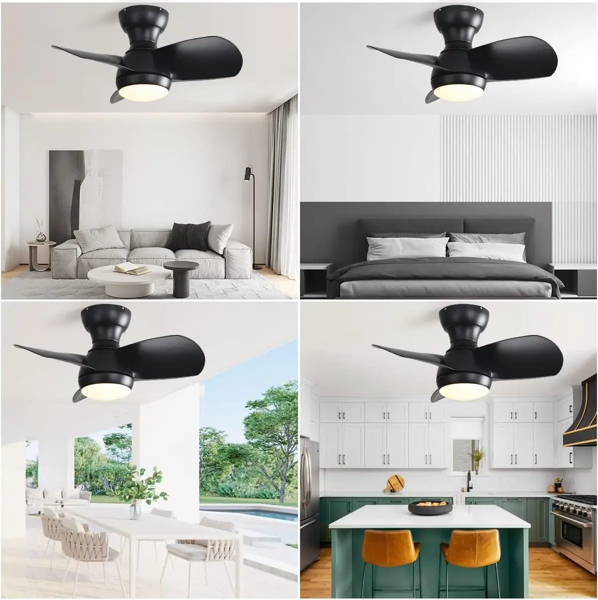 23" Bedroom Ceiling Fan With 3 Color Dimmable 3 ABS Blades Remote Control Dc Motor With 18W Led Light by HouseOfZazla