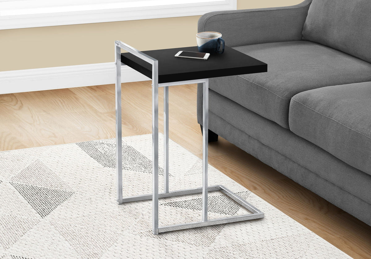 C-Shaped Accent Table with Modern Metal Base - Black, Gray, Dark Brown, Dark Gray, White, photo 4 of 20