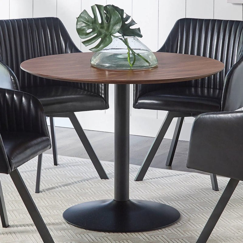 Cora Round 40-inch Wood Top Dining Table Brown Walnut by Unique Piece Furniture