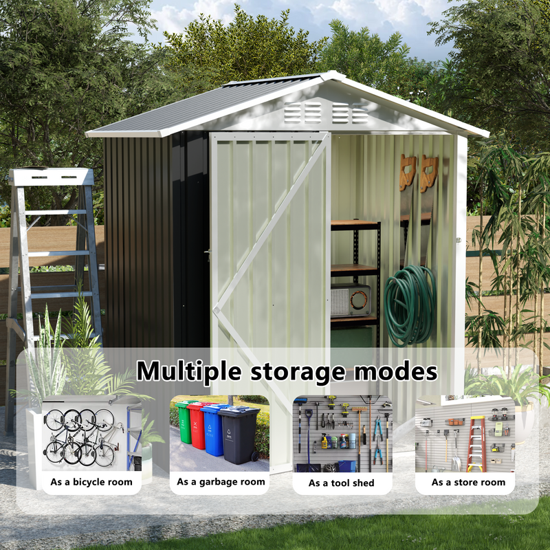 5.4x4.27 FT Outdoor Storage Shed with Hinge Door by HouseOfZazla