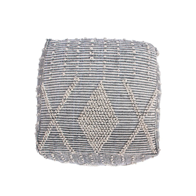 Diamond - Handcrafted Faux Yarn Pouf - Ivory / Gray by Unique Piece Furniture