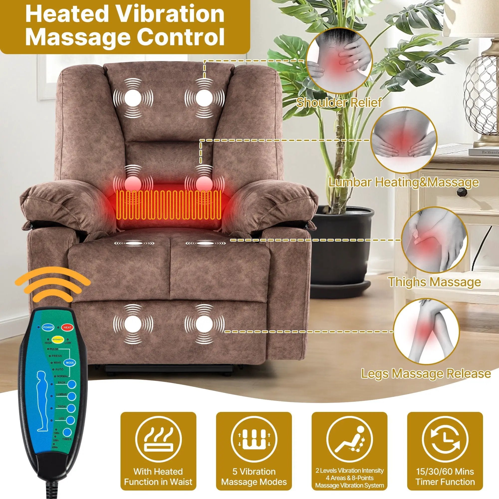 Power Lift Recliner Chair Sofa With Massage by Unique Piece Furniture