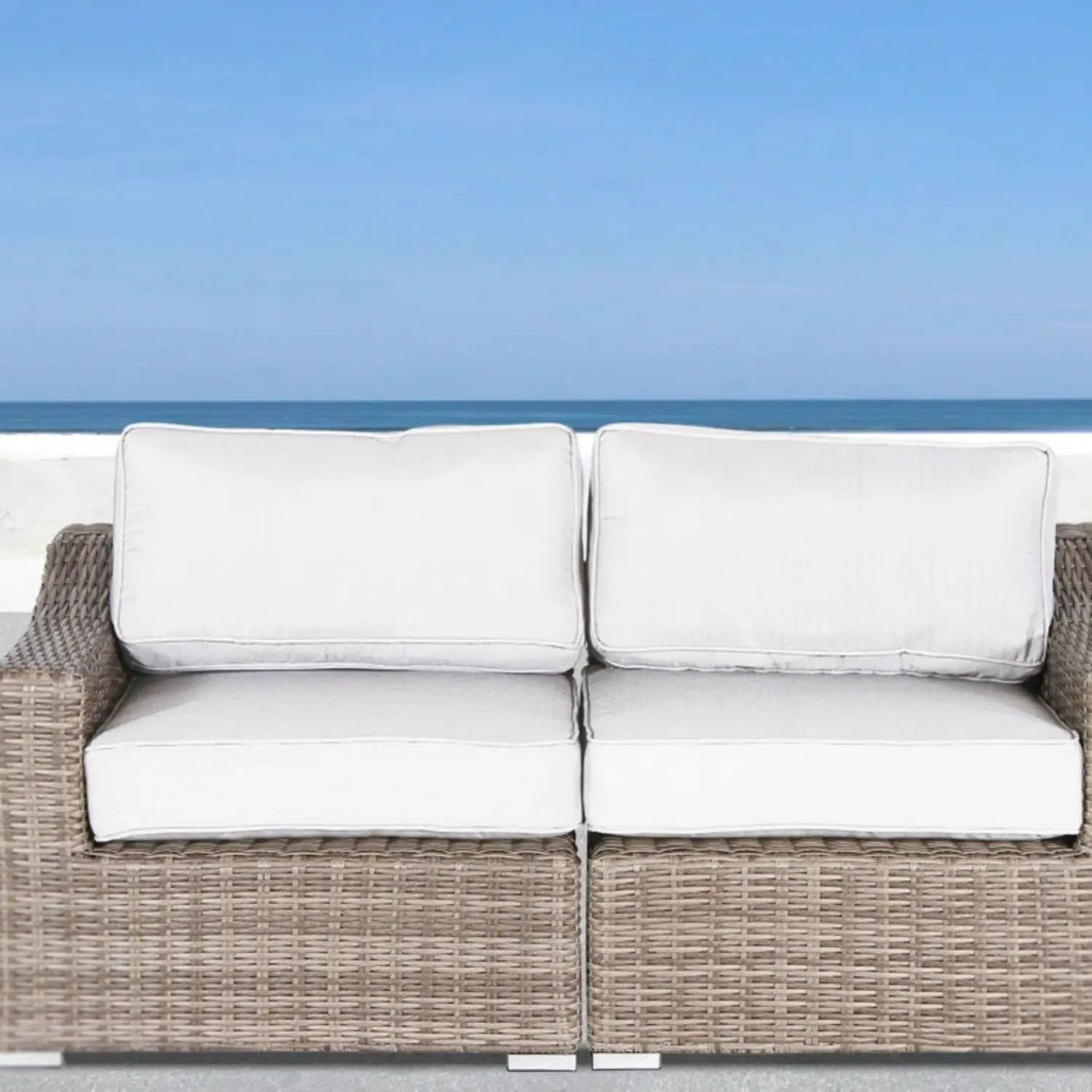 Chic Wide Outdoor Loveseat With Cushions by Unique Piece Furniture