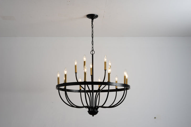 18-Light Industrial Iron Candle Chandelier by HouseOfZazla
