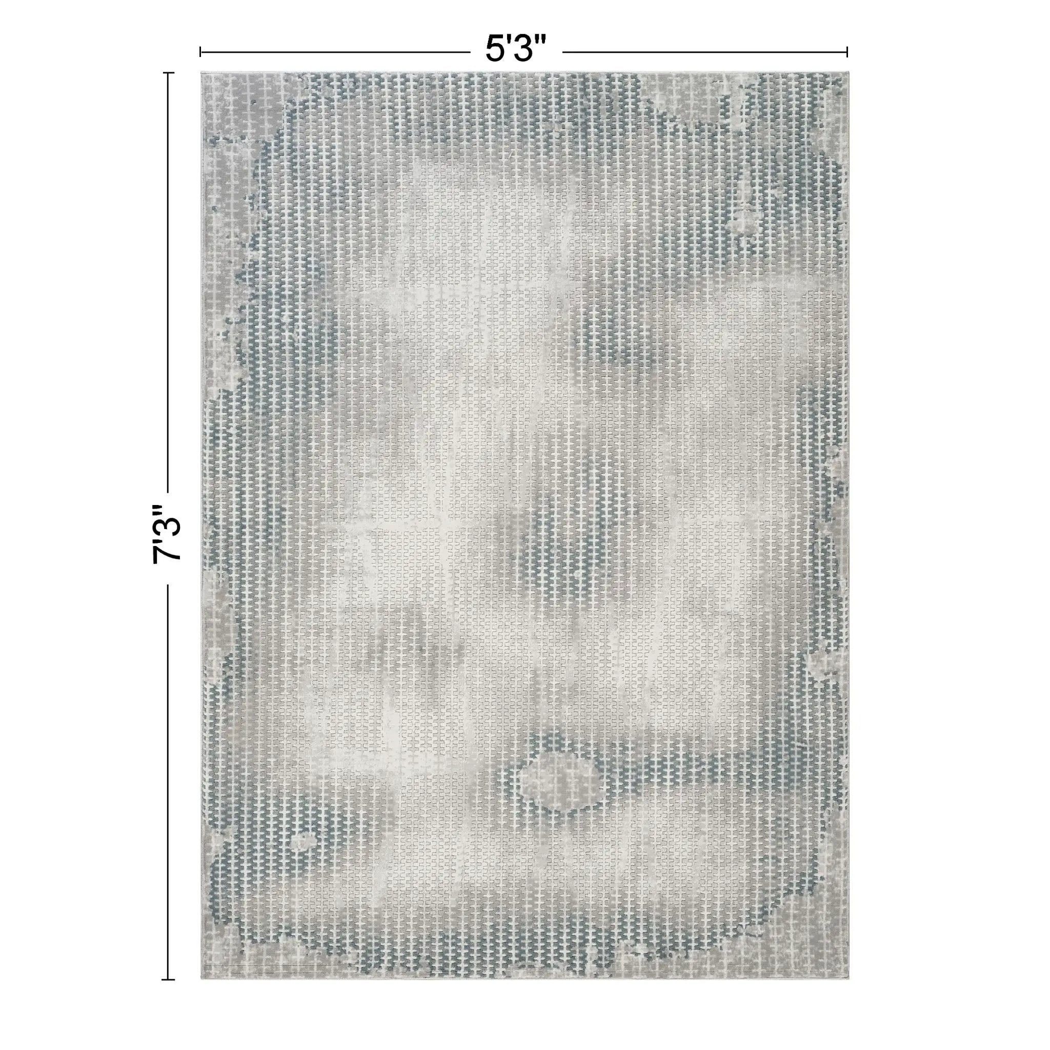 Geometrix - 5'3" X 7'3" Area Rug, Geometric 3D Effect - Ivory / Gray by HouseOfZazla