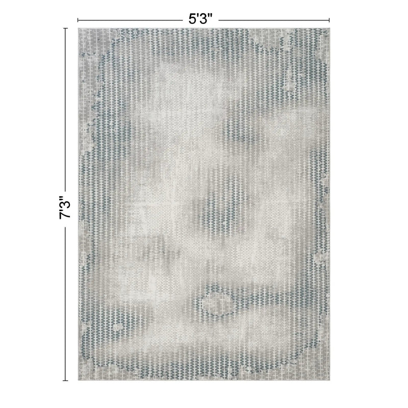 Geometrix - 5'3" X 7'3" Area Rug, Geometric 3D Effect - Ivory / Gray by HouseOfZazla