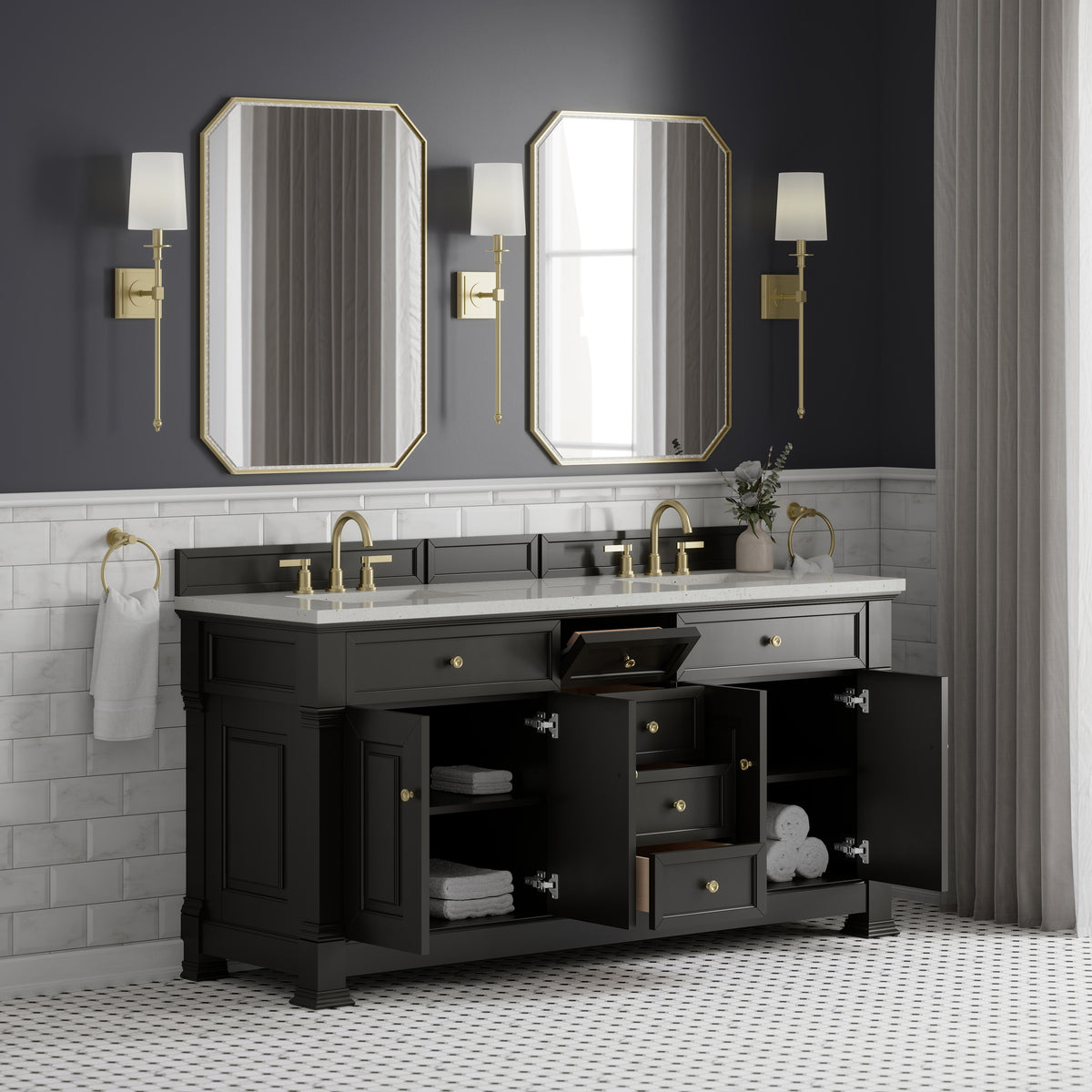 James Martin Brookfield 72" Double Bathroom Vanity, Black Onyx, view 24