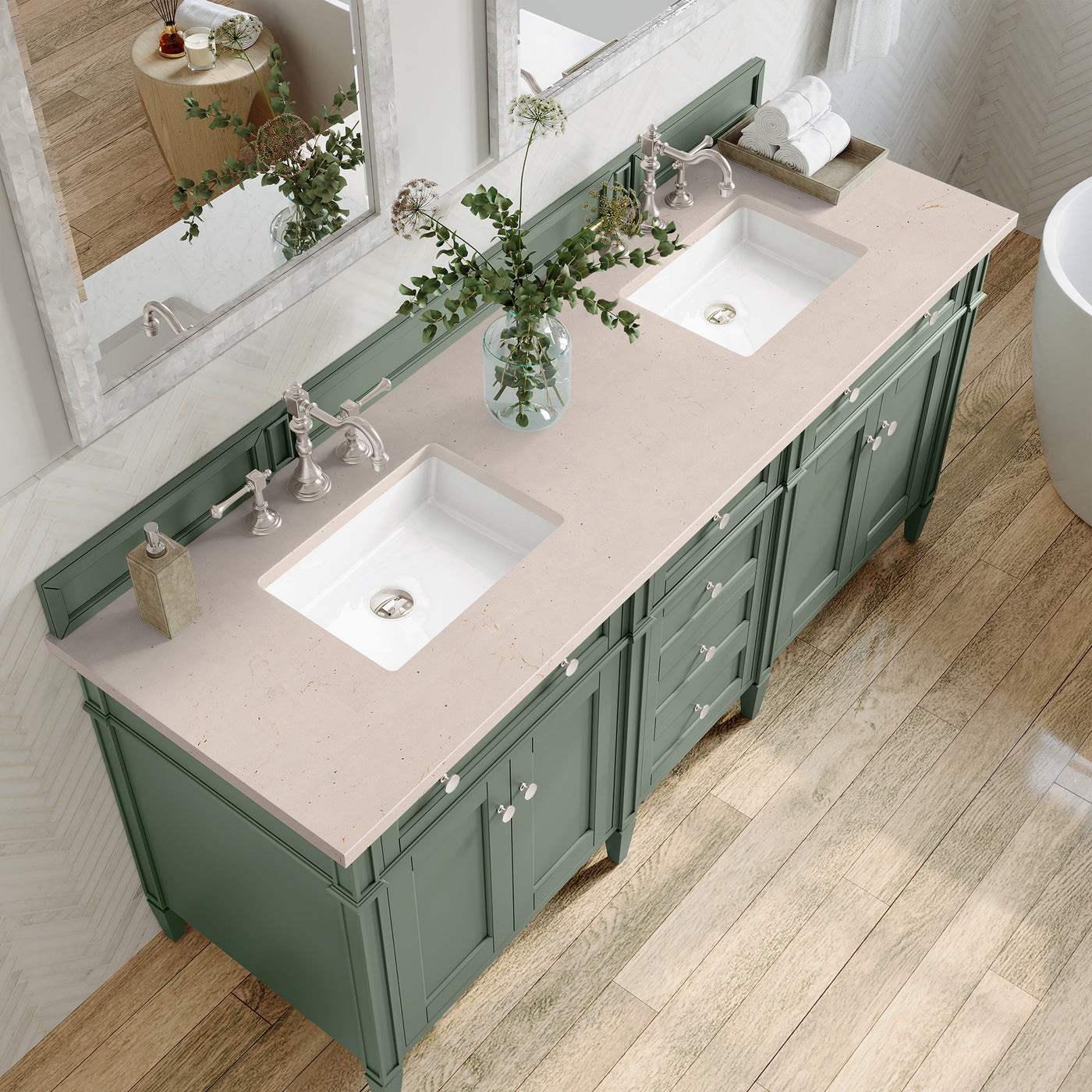 James Martin Brittany 72" Double Bathroom Vanity, Smokey Celadon by James Martin
