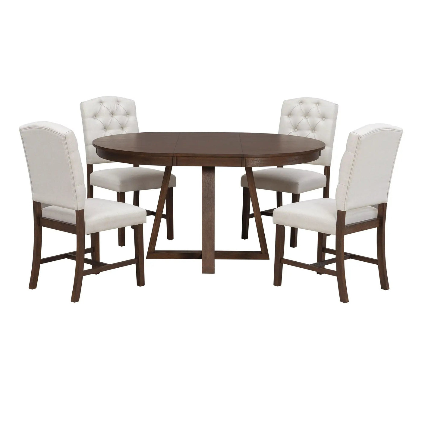 Dining Set With Leaf Round Table And 4 Upholstered Chairs by Unique Piece Furniture