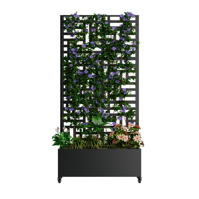 Metal Planter Box with Trellis, 73"x35"x16" Raised Garden Bed by HouseOfZazla