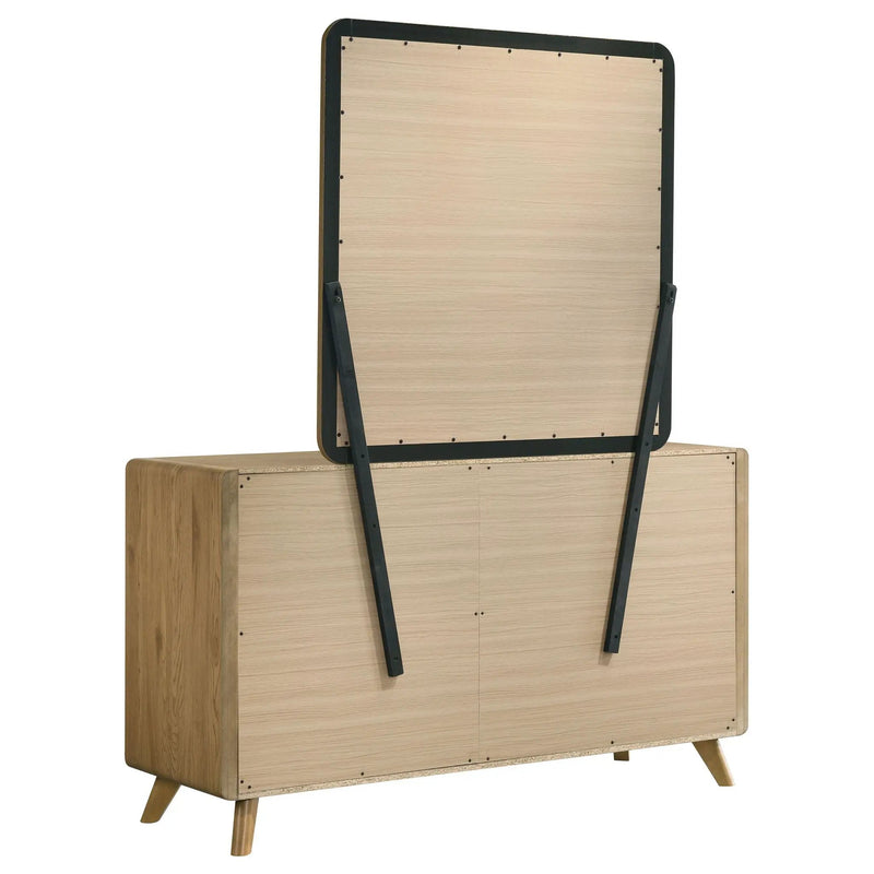 Bennett 6-drawer Bedroom Dresser and Mirror Set Light Oak by Unique Piece Furniture