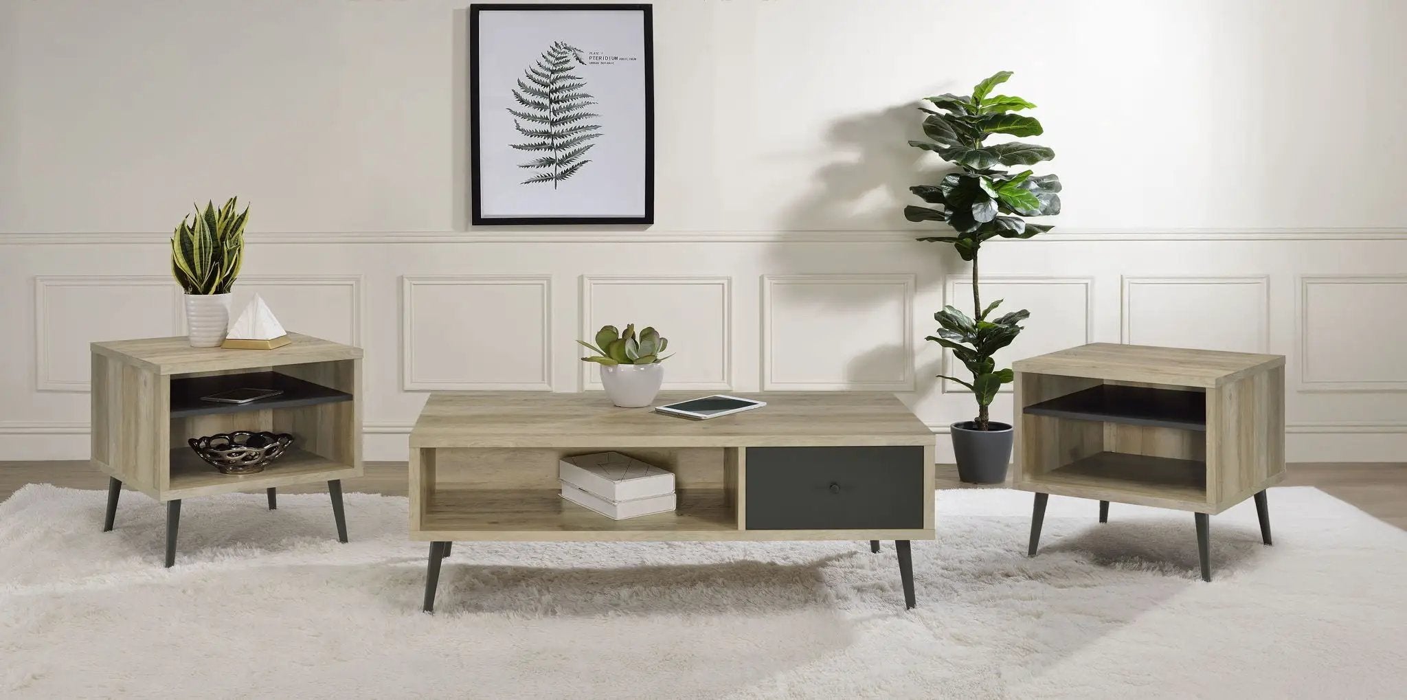 Welsh 3-piece Coffee and End Table Set Distressed Pine by Unique Piece Furniture