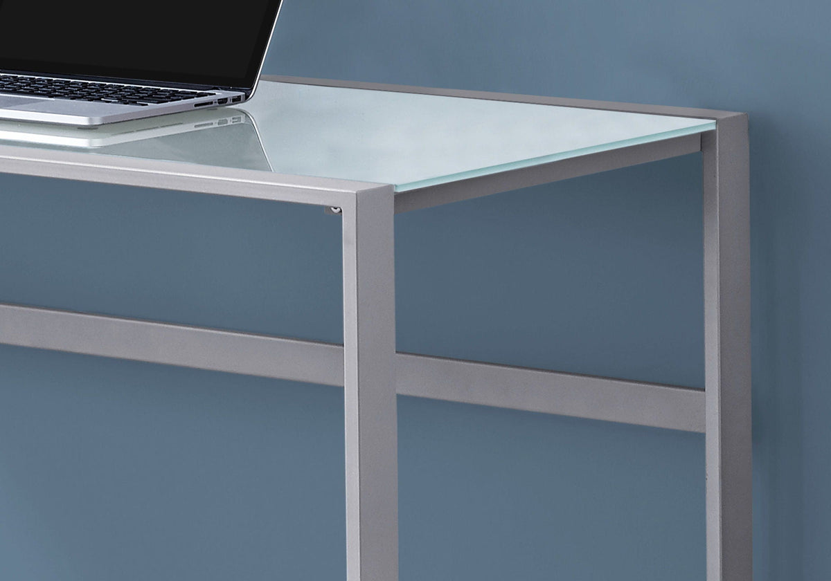 Modern Computer Desk with Frosted Glass Top - Gray or Black, photo 7 of 8