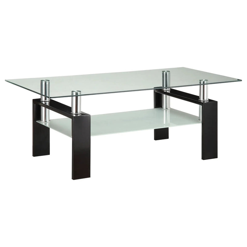 Dyer 1-shelf Rectangular Glass Top Coffee Table Black by Unique Piece Furniture