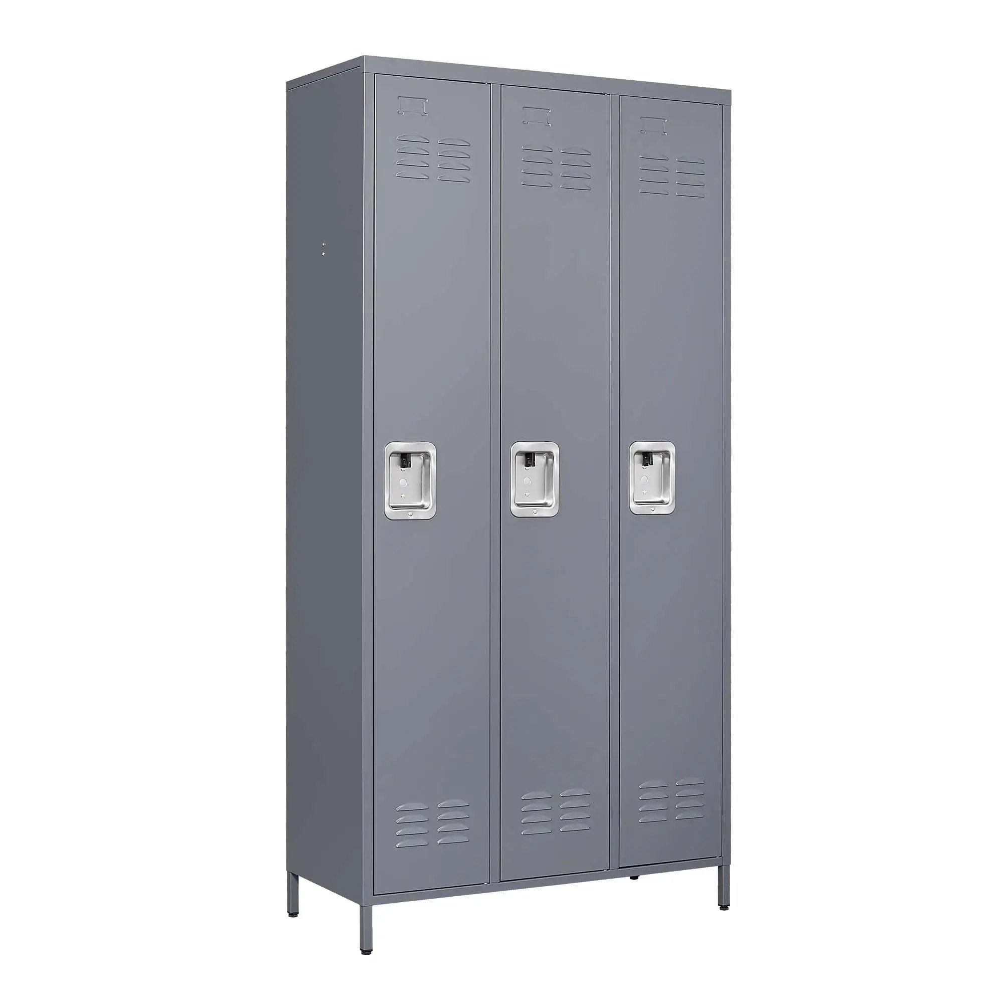 3 Door Lockers With Lock For Home, Gym, Office, School, And Garage - Gray by Unique Piece Furniture