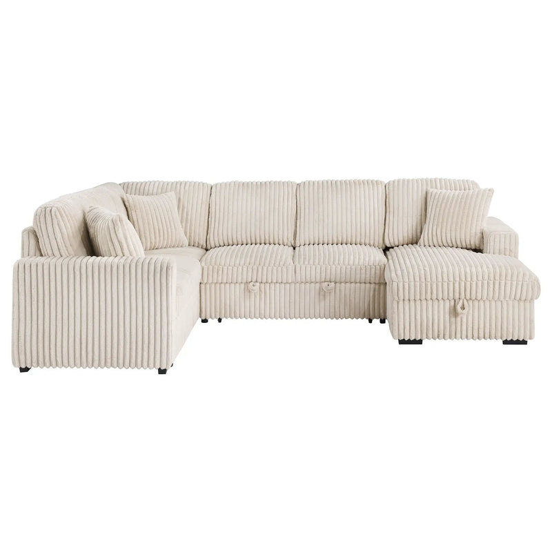 Devonshire Sleeper Sectional Sofa Storage Chaise Camel by Unique Piece Furniture
