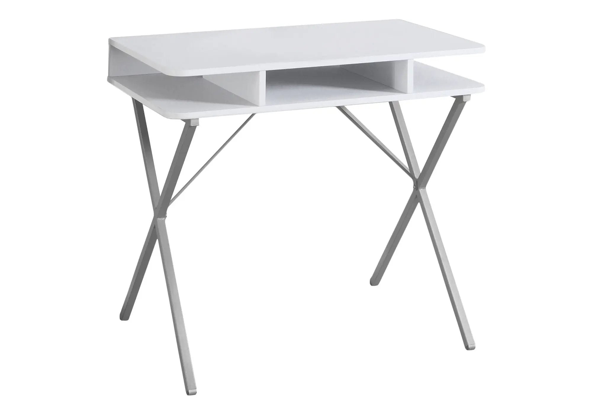 Computer Desk For Home Office, Laptop, Storage Shelves, Modern Convenient Design - White by HouseOfZazla