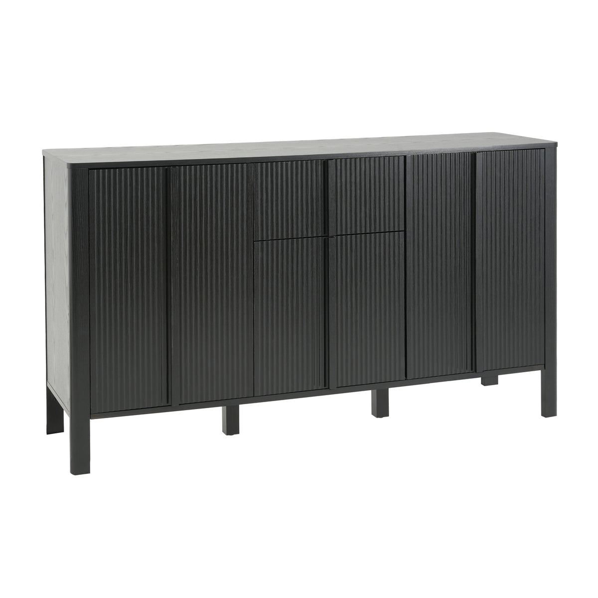 Black Sideboard with Storage - Modern MDF Credenza - Black, photo 6 of 10