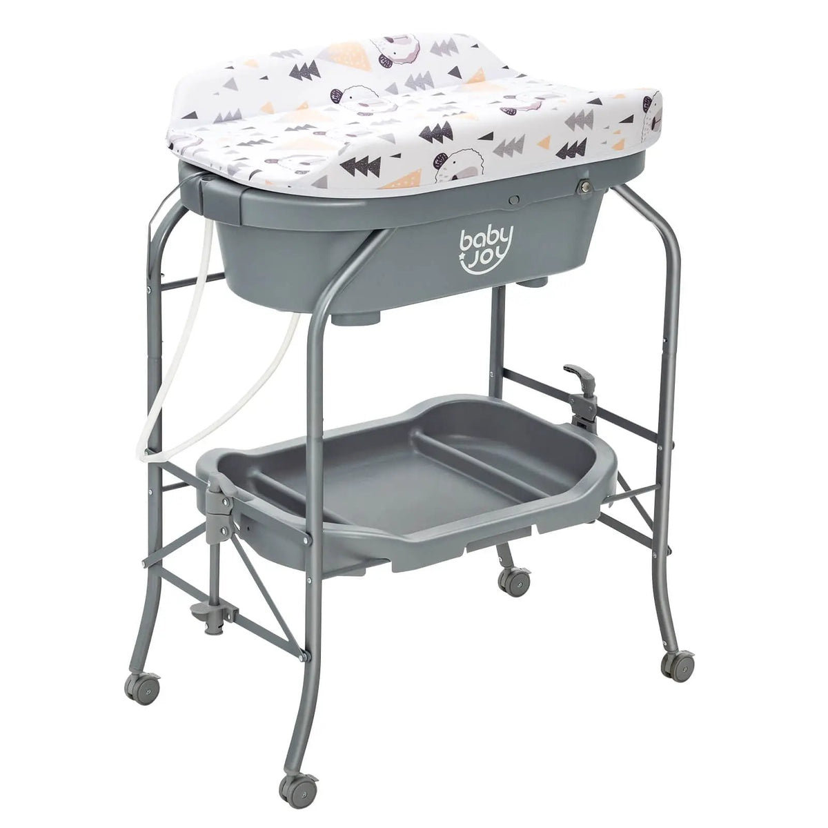 Folding Baby Changing Table with Bathtub and 4 Universal Wheels by DirectDeals