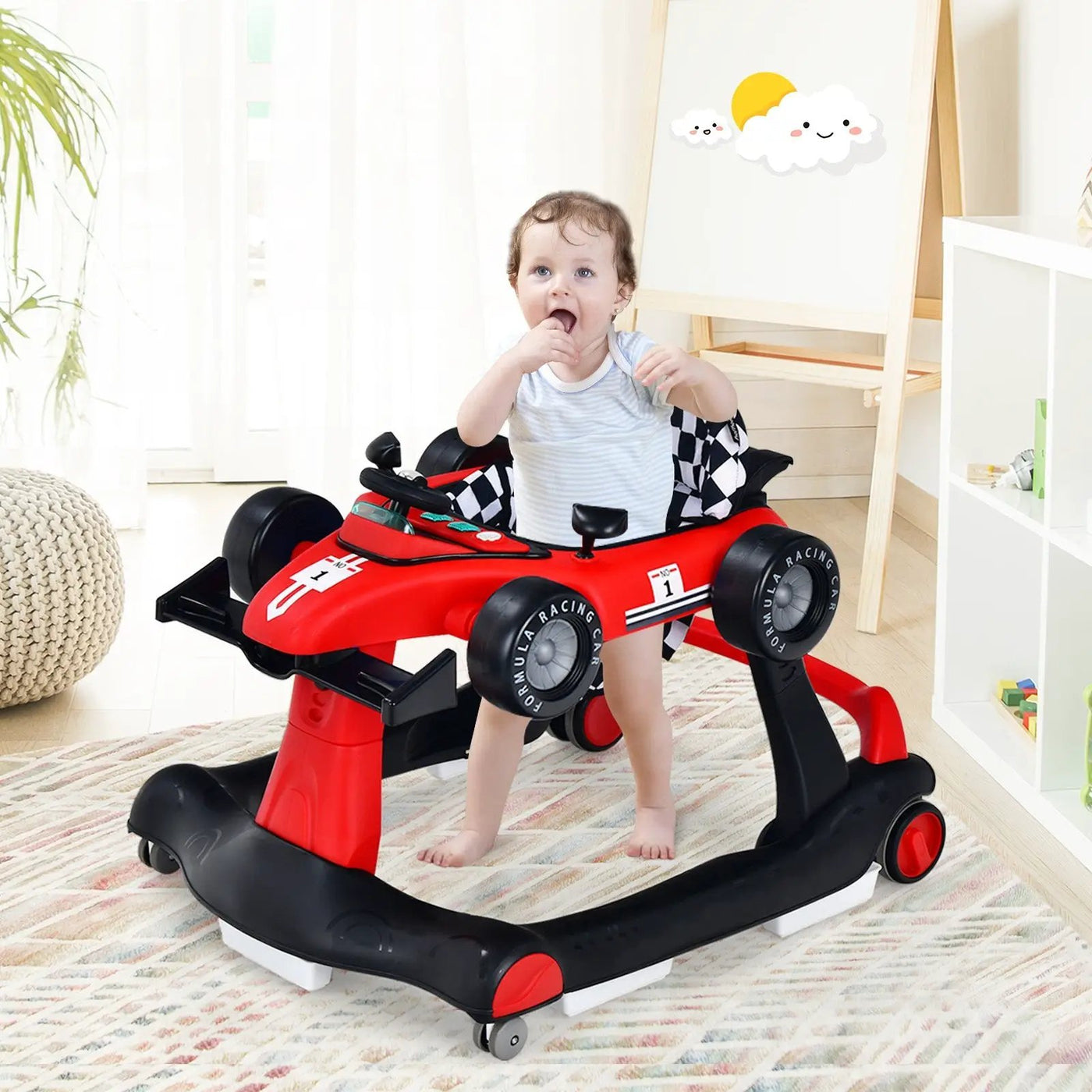 4-in-1 Foldable Activity Push Walker with Adjustable Height by DirectDeals