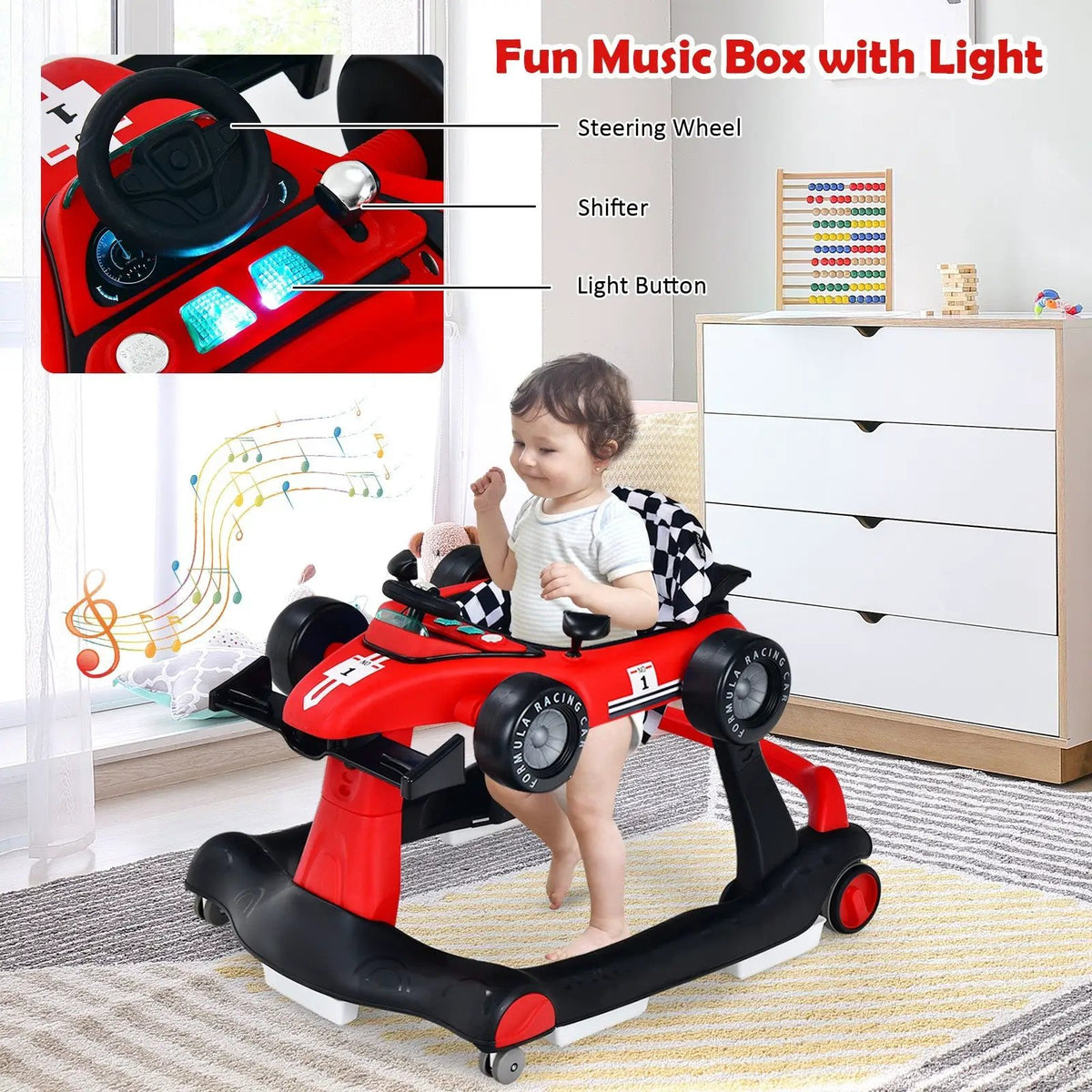 4-in-1 Foldable Activity Push Walker with Adjustable Height by DirectDeals
