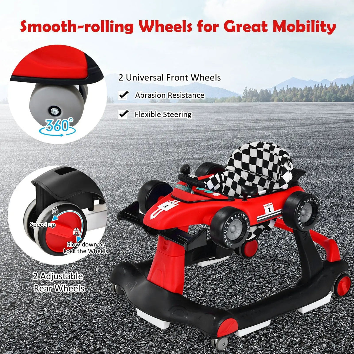 4-in-1 Foldable Activity Push Walker with Adjustable Height by DirectDeals