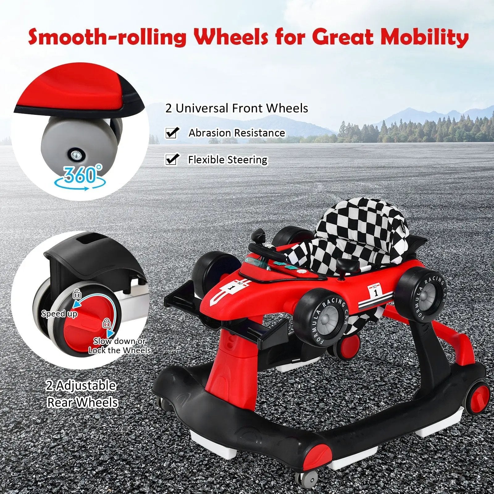 4-in-1 Foldable Activity Push Walker with Adjustable Height by DirectDeals