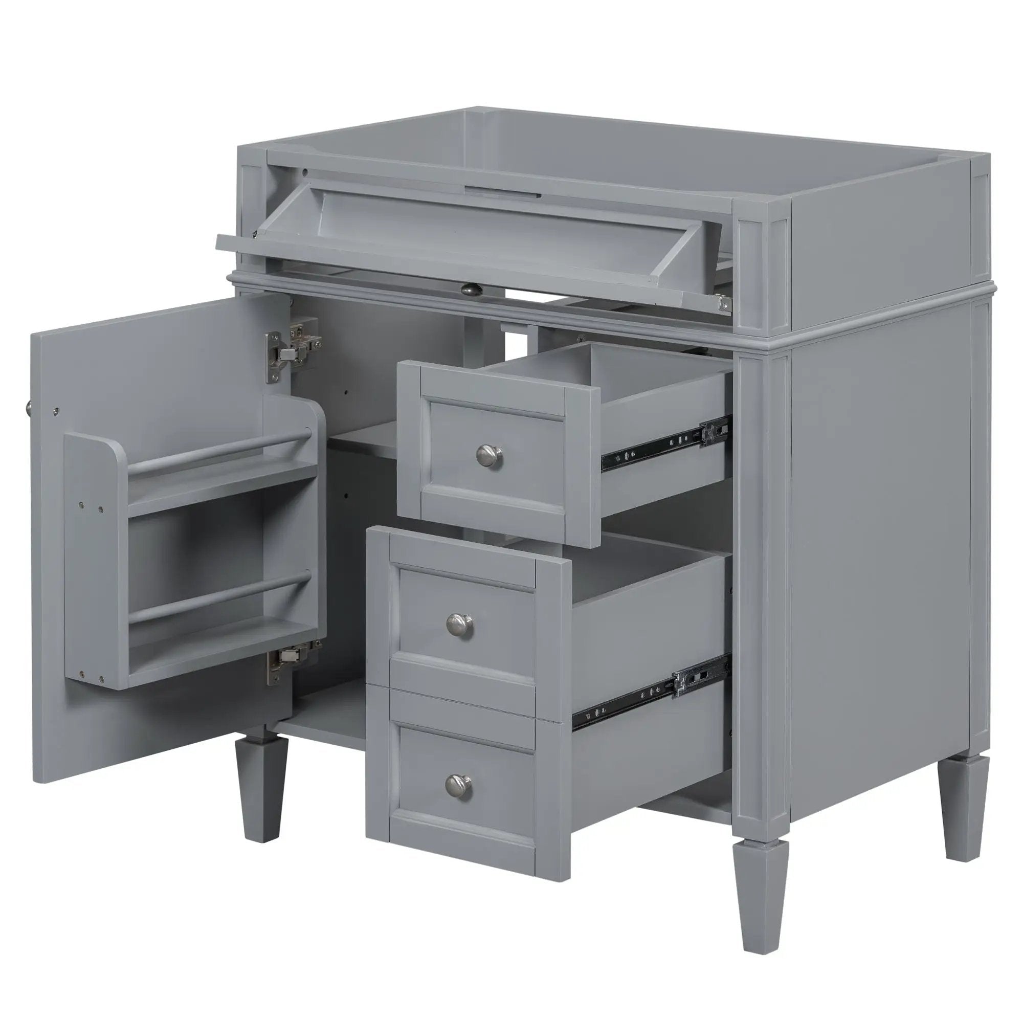 Bathroom Vanity With 2 Drawers And Tip-Out Drawer, Storage Cabinet