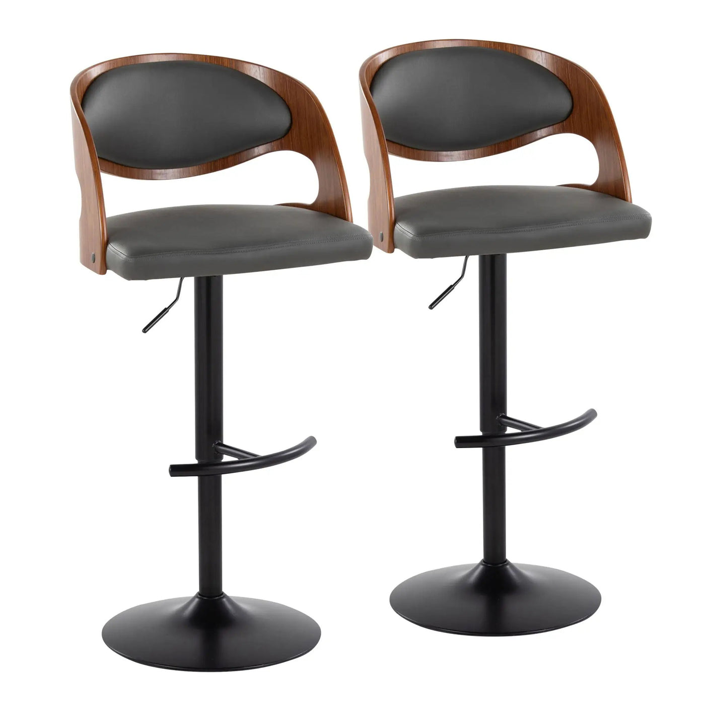 Pino - Mid Century Modern Adjustable Barstool With Swivel With Rounded T Footrest (Set of 2) by HouseOfZazla