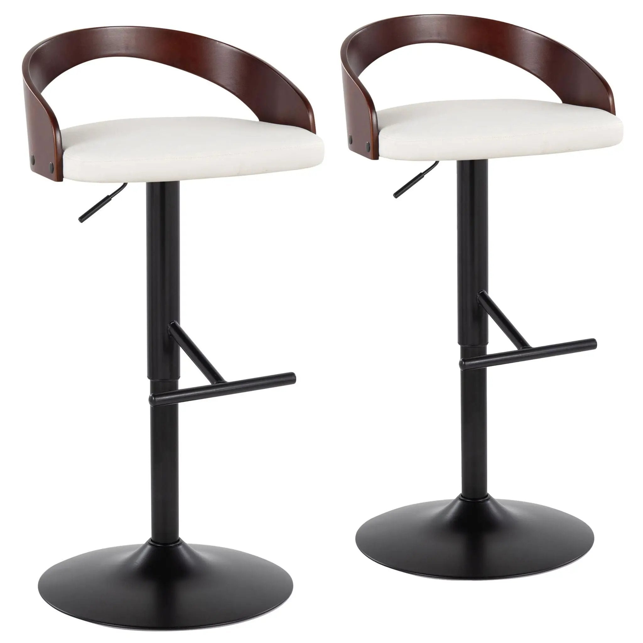 Grotto - Contemporary Adjustable Barstool With Swivel & Straight T Footrest (Set of 2) by Unique Piece Furniture