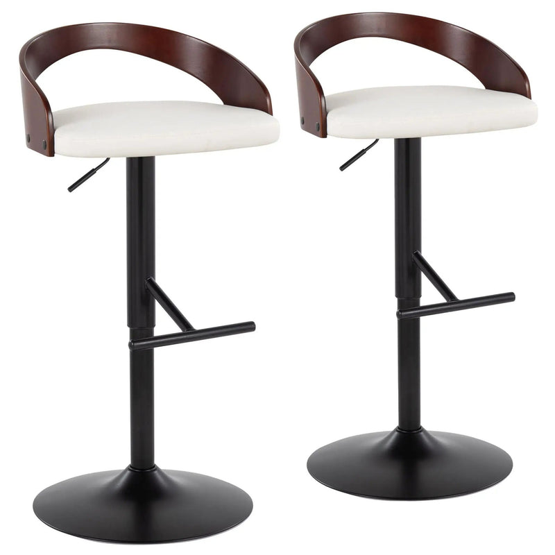 Grotto - Contemporary Adjustable Barstool With Swivel & Straight T Footrest (Set of 2) by HouseOfZazla