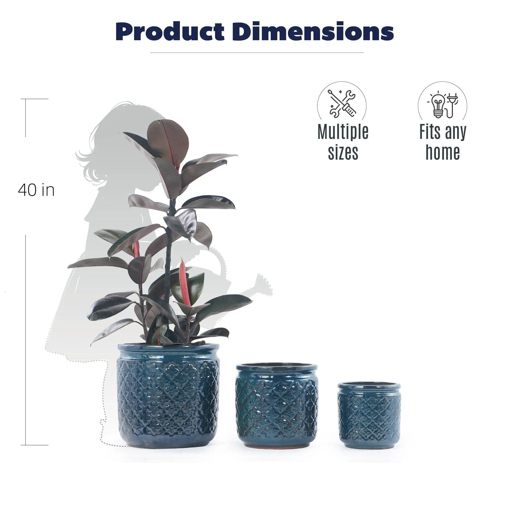Handmade Ceramic Flower Pot Set of 3, 15/12/9 Inch Diameter by HouseOfZazla