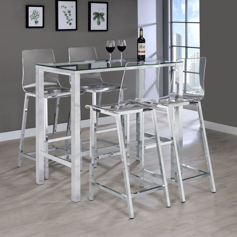 Tolbert Rectangular 47-inch Glass Top Pub Bar Table Chrome by Unique Piece Furniture