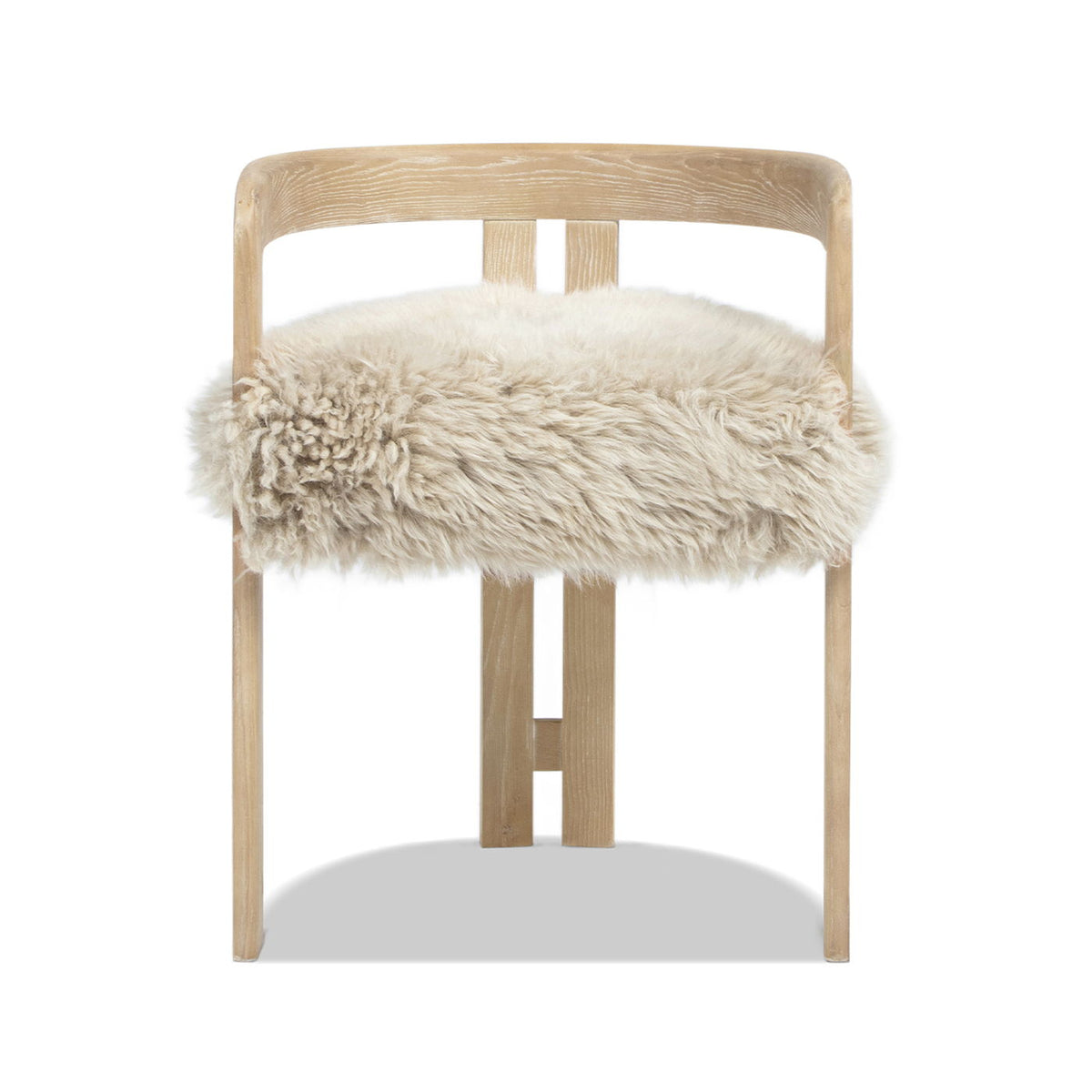 Low Back Dining Chair with Genuine Sheepskin Upholstery - Natural Blonde