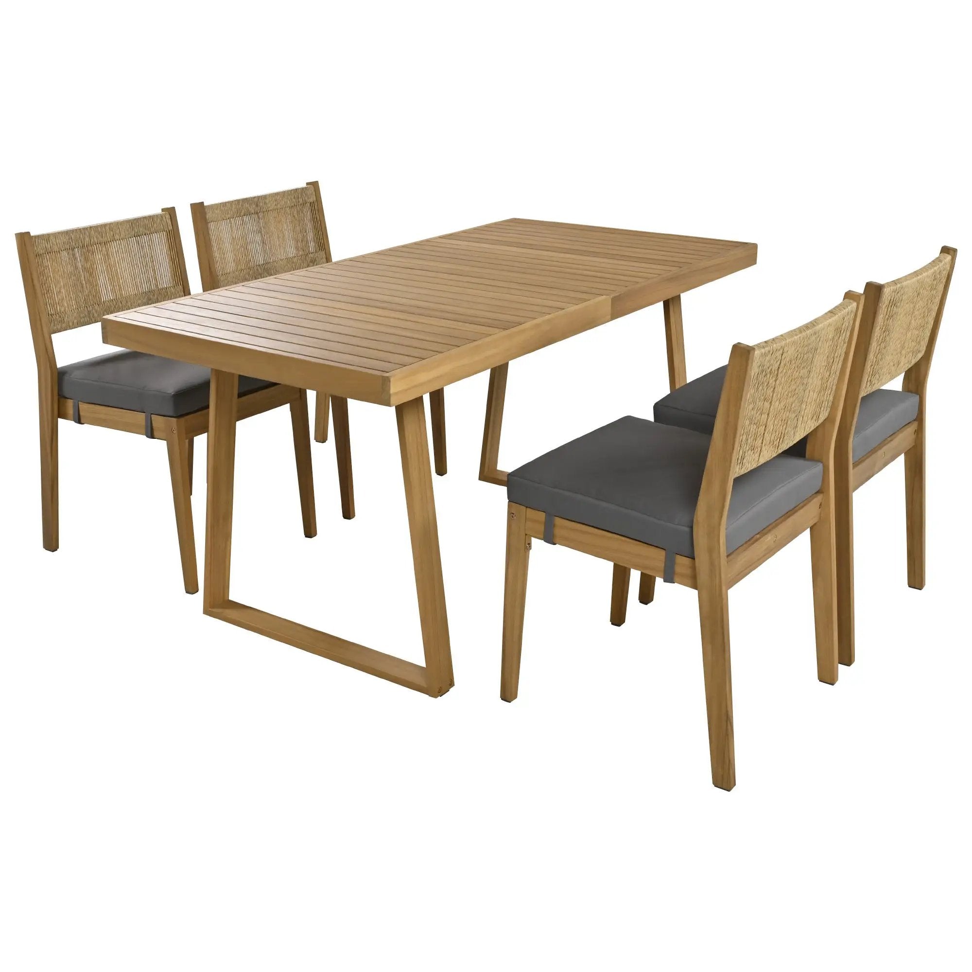 U_Style Multi-Person Outdoor Acacia Wood Dining Table and Chair Set by HouseOfZazla