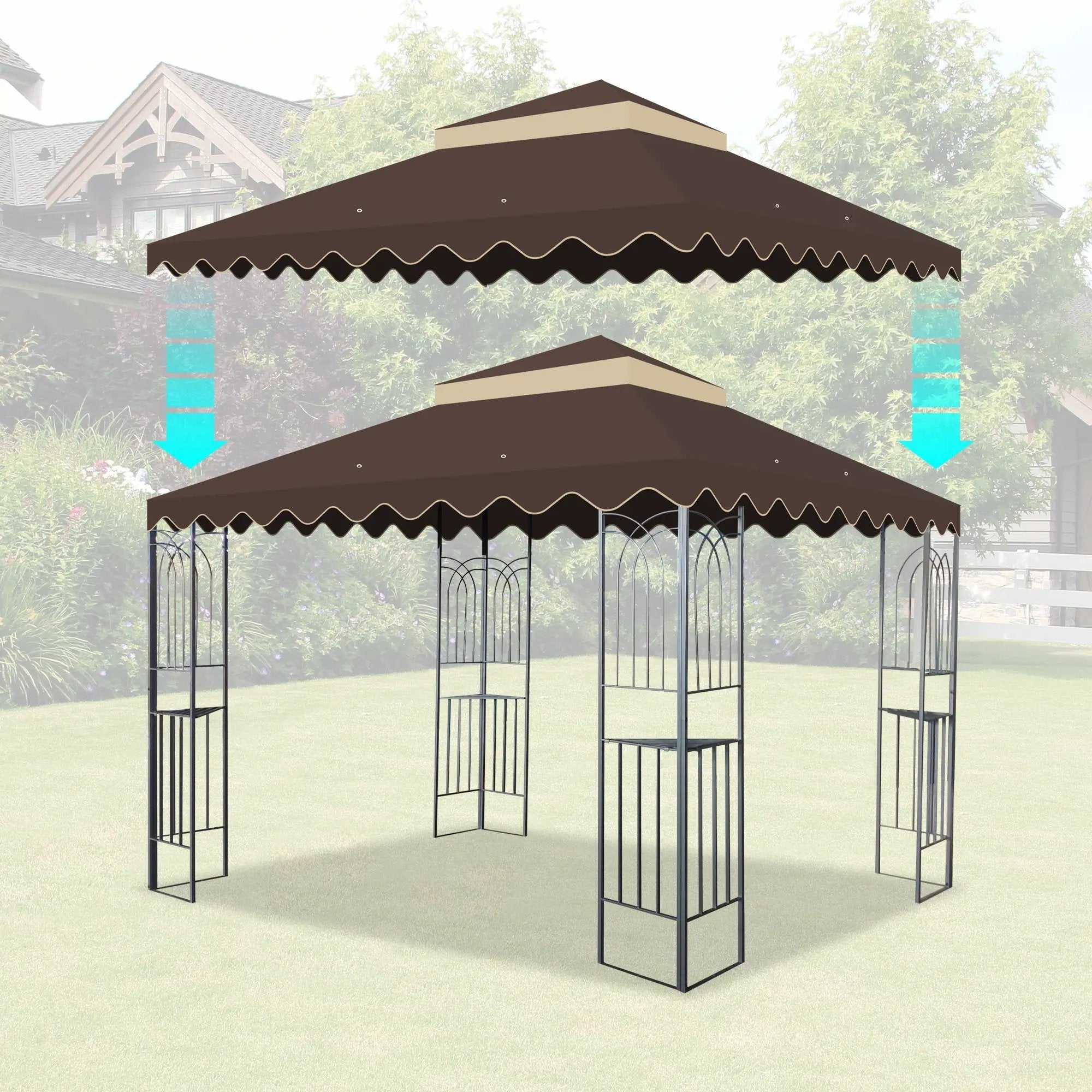 10x10 Ft Outdoor Patio Gazebo Replacement Canopy - Brown by HouseOfZazla