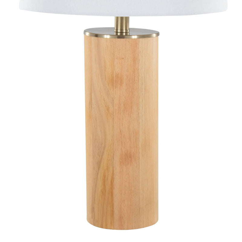 Cylinder - Ash Contemporary Table Lamp - Ash / Antique Brass / White by HouseOfZazla