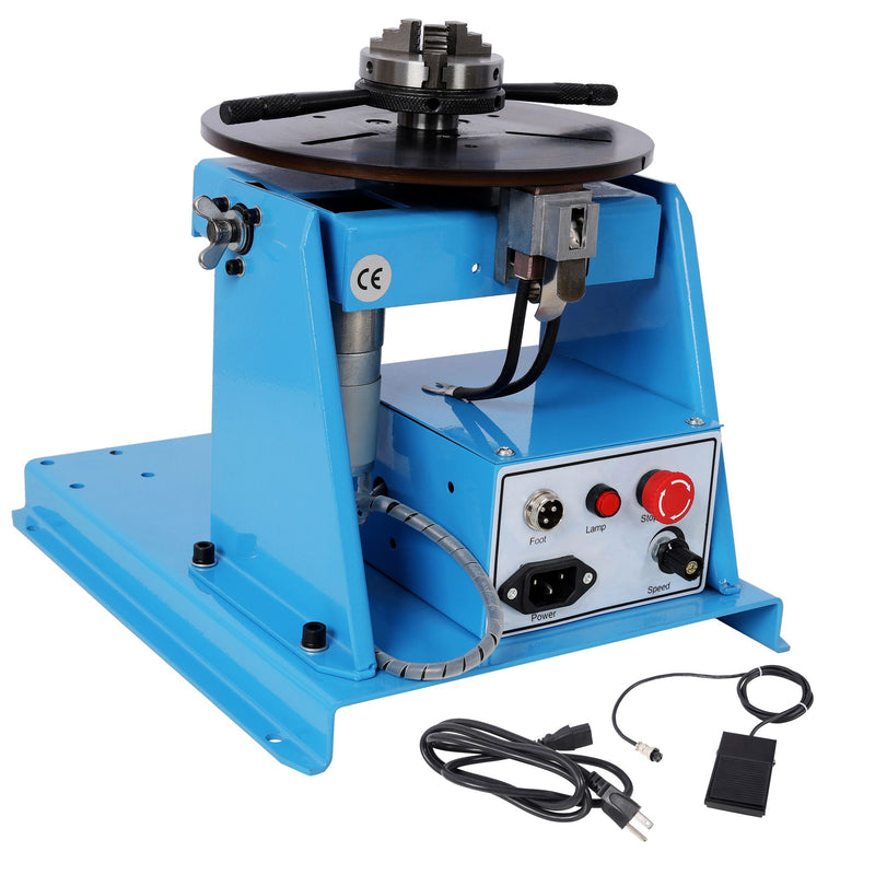 Portable Rotary Welding Positioner With 3 Jaw Lathe Chuck, 0 - 90° Turntable - Blue by HouseOfZazla