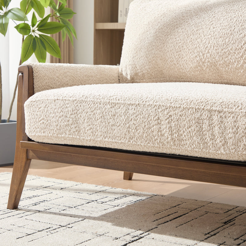 Mid-Century Modern Boucle Fabric Sofa with Solid Wood Frame, photo 6 of 10