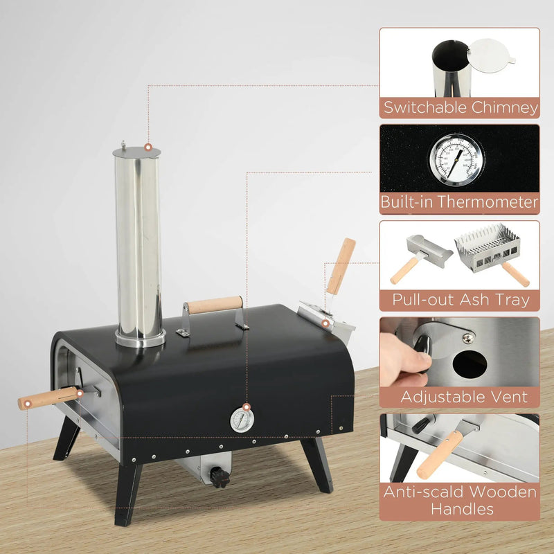 Outsunny Outdoor Pizza Oven with 12" Rotating Stone and Foldable Legs by HouseOfZazla