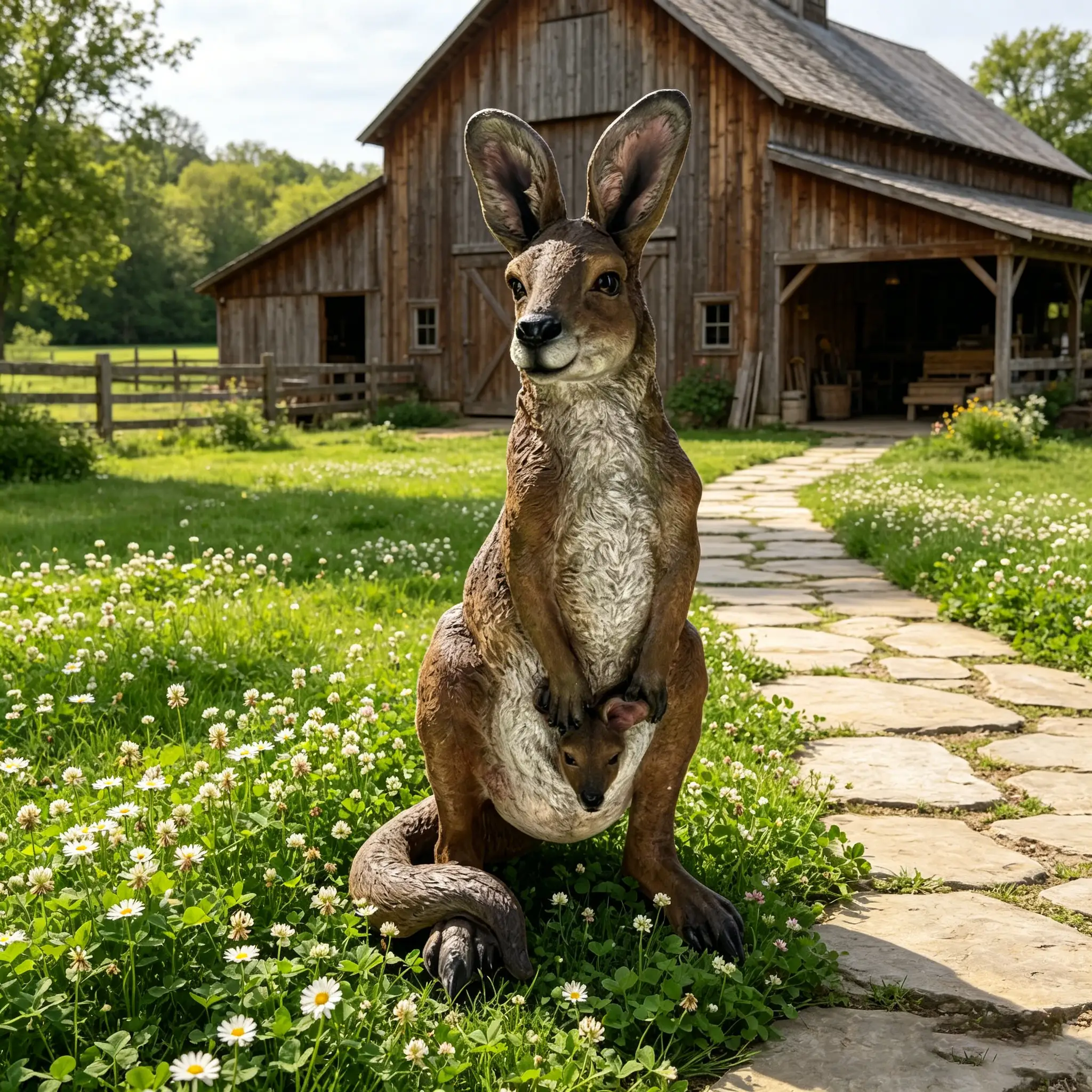 22" Mother Kangaroo with Joey Statue by HouseOfZazla