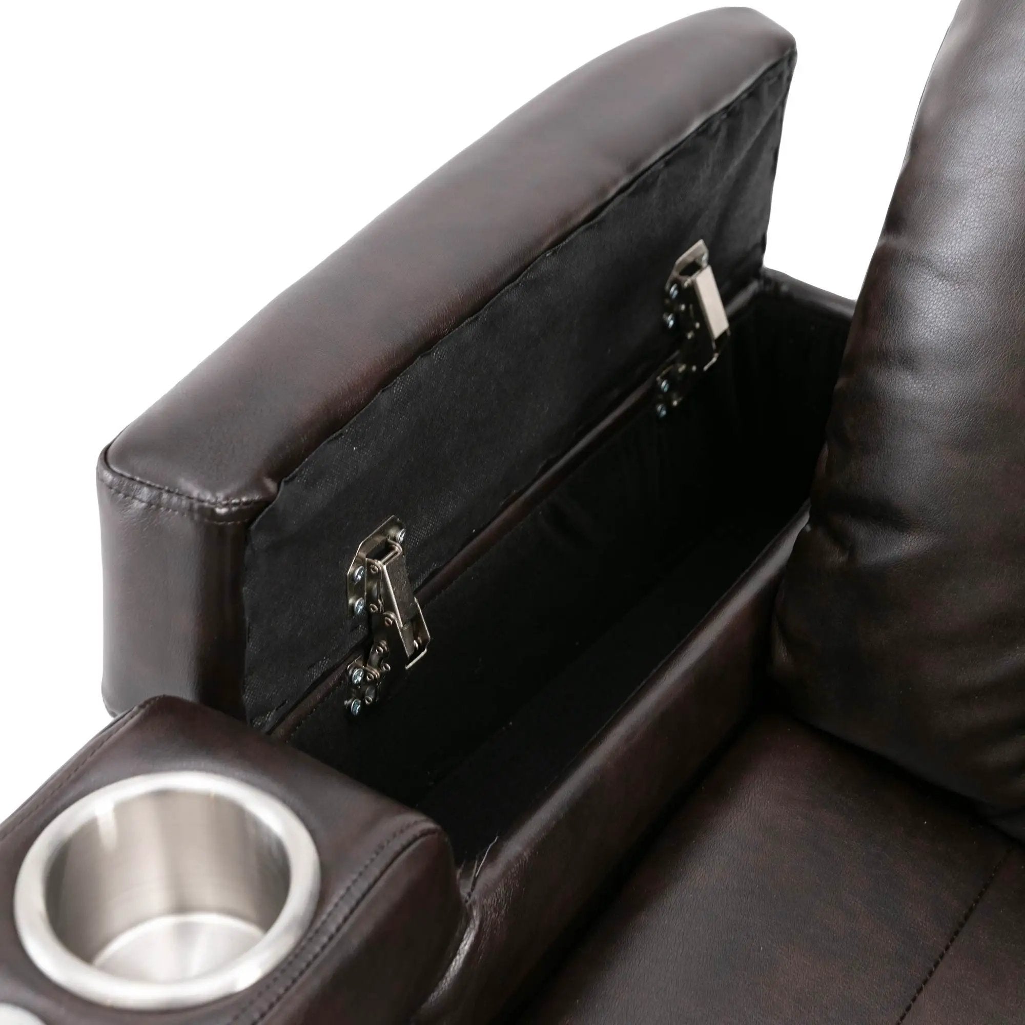 Power Recliner With Storage Arms, Cupholders, Swivel Tray Table And Cell Phone Stand - Brown by HouseOfZazla